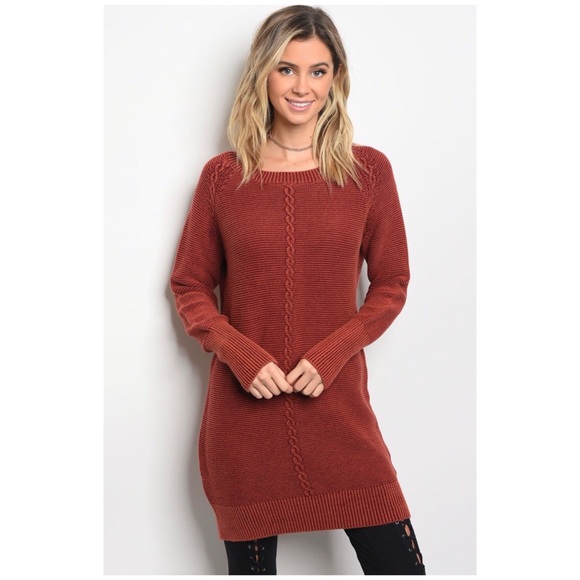 rust sweater dress